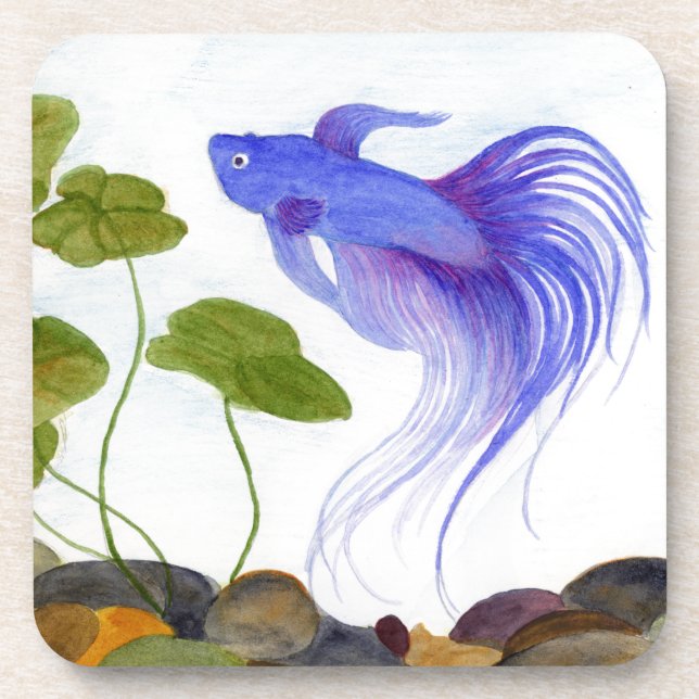 Blue Betta Fish Untersetzer (Vorderseite)