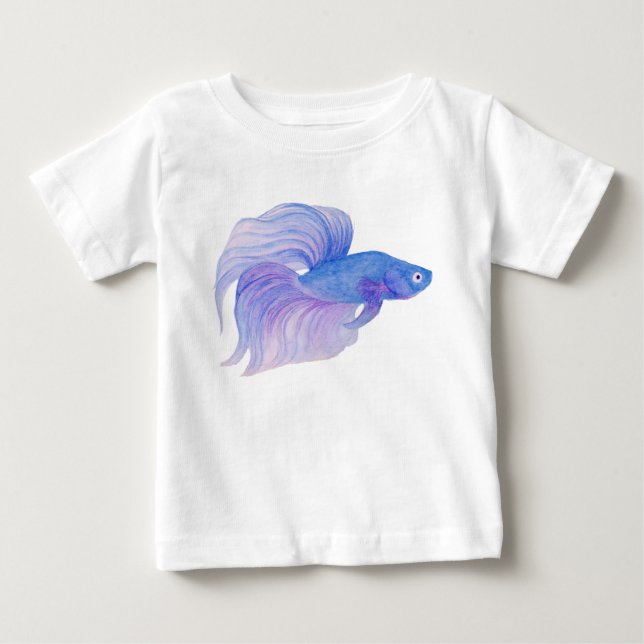 Blue Betta Fish Watercolor Baby T-shirt (Vorderseite)