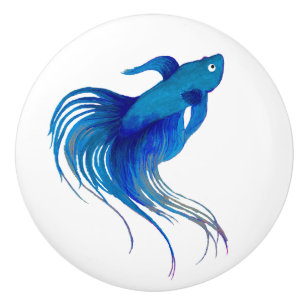 Blue Betta Fish Watercolor Keramikknauf