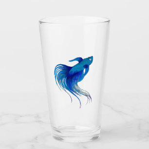 Blue Betta Watercolor Glas
