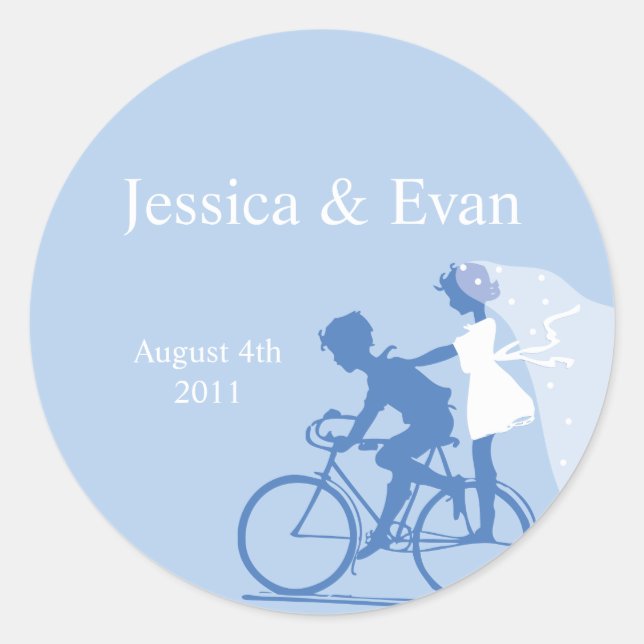 Blue Bicycle Couple Wedding Sticker (Vorderseite)