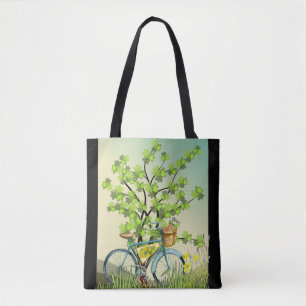 Blue Bicycle Green Tree Tasche