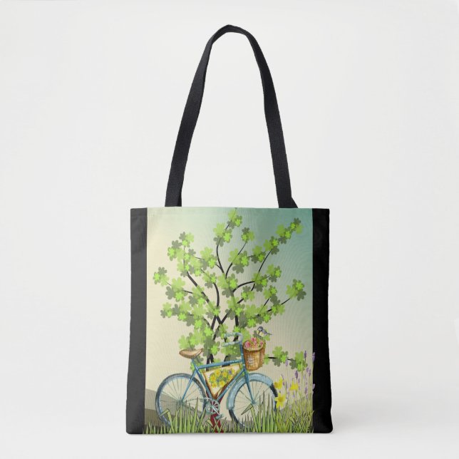 Blue Bicycle Green Tree Tasche (Vorderseite)