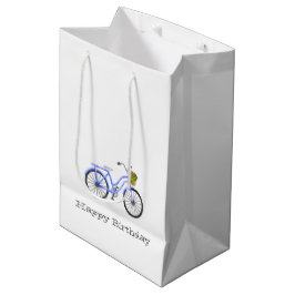 Blue Bicycle Happy Birthday Blume Basket Spaß Mittlere Geschenktüte