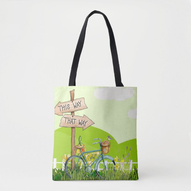 Blue Bicycle Yellow Blume Tasche (Vorderseite)