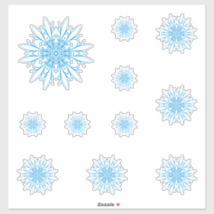 Blue Big Snowflake Set Aufkleber