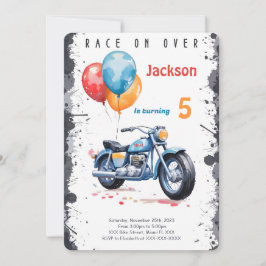 Blue Bike Birthday Einladung