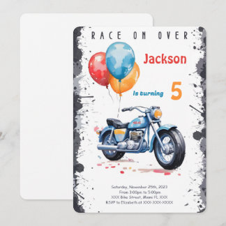 Blue Bike Birthday Einladung