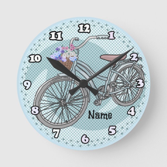 Blue Bike clock Runde Wanduhr (Vorderseite)