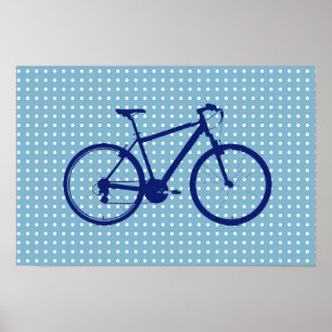 Blue Bike Dots Poster