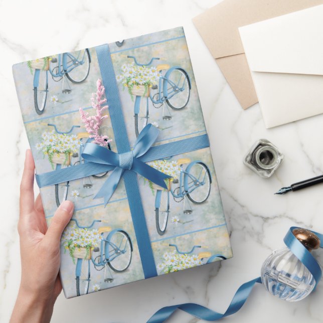 Blue Bike mit Daisies Geschenkpapier (Schenken)