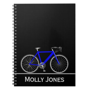 Blue Bike mit Name auf schwarz Notizblock