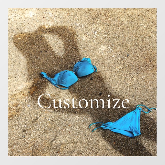 Blue Bikini Beach Sand Thunder_Cove Fensteraufkleber (Blatt)