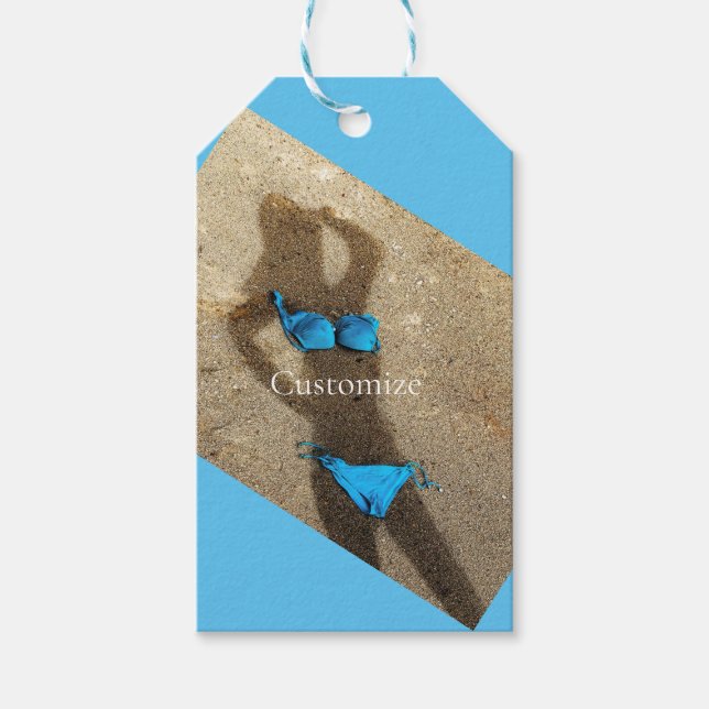 Blue Bikini Beach Sand Thunder_Cove Geschenkanhänger (Vorderseite)