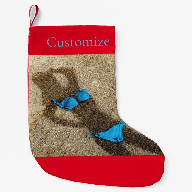 Blue Bikini Beach Sand Thunder_Cove Kleiner Weihnachtsstrumpf (Vorderseite)