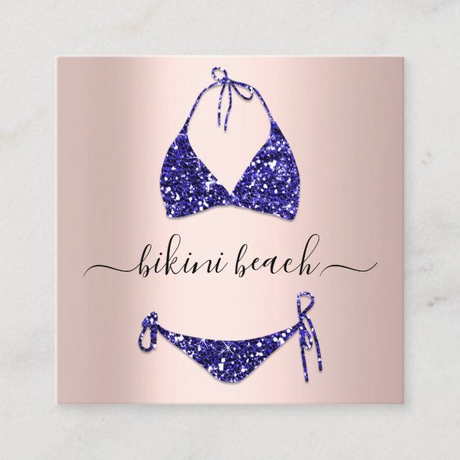 Blue Bikini Lingerie Beach Kostüme Unterwäsche Sho Quadratische Visitenkarte (Vorderseite)