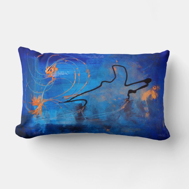 Blue Bird, Abstract Art  Lendenkissen (Vorderseite)