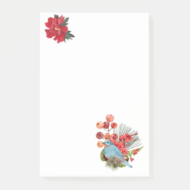 Blue Bird and Cherry Post-it Notes Klebezettel (Vorderseite)
