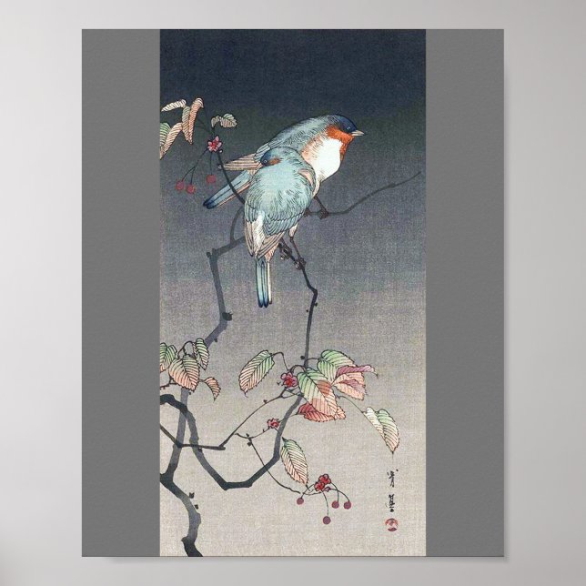 Blue Bird at Night, Watanabe Seitei Poster (Vorne)