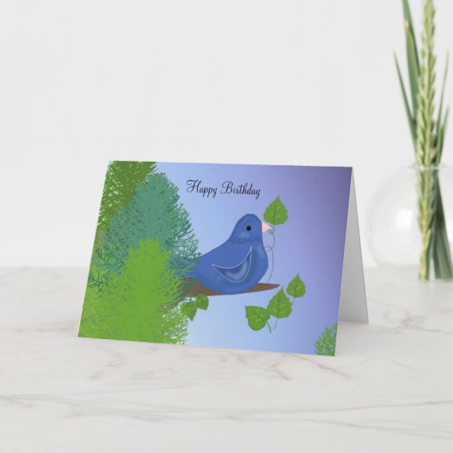 Blue Bird Birthday wünscht Karte (Vorderseite)