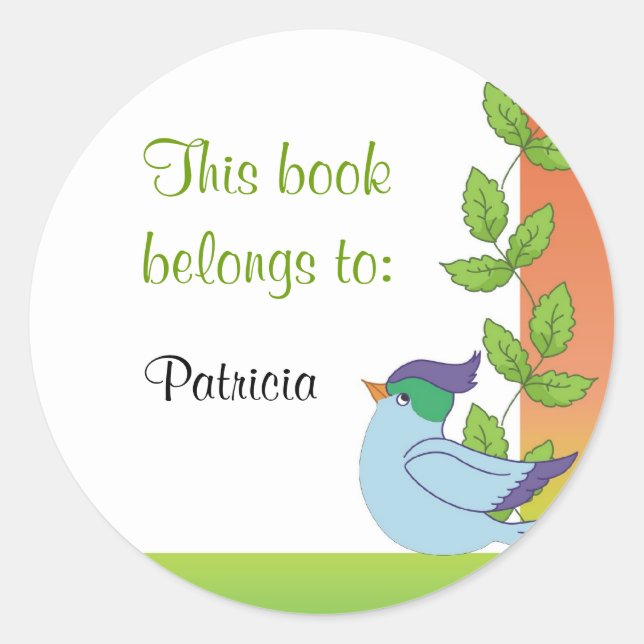 Blue Bird Buchzeichen Stickers (Vorderseite)