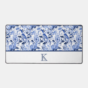 Blue Bird Chinoiserie Monogramm Schreibtischunterlage