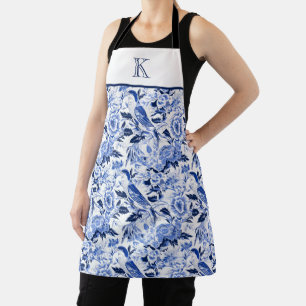 Blue Bird Chinoiserie Monogramm Schürze