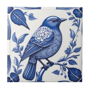 Blue Bird Delft Blue & White Asian Bluebird Fliese