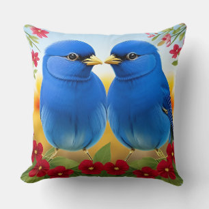 🕊️ Blue Bird Duo Wurfkissen Gemütliche Naturdekor Kissen