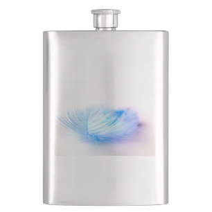 Blue Bird Feather Plume Flachmann