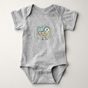 Blue Bird Floral Baby Bodysuit Strampler