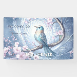 Blue Bird Floral Baby Shower Banner