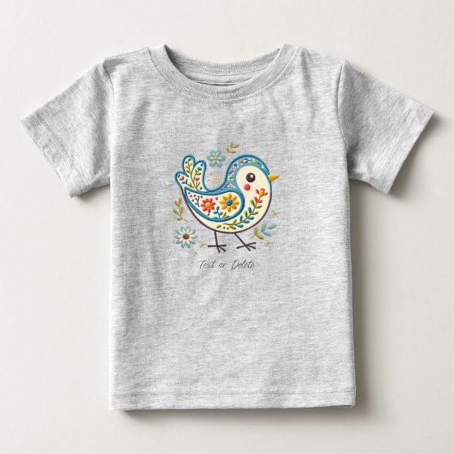 Blue Bird Floral Baby T - Shirt (Vorderseite)