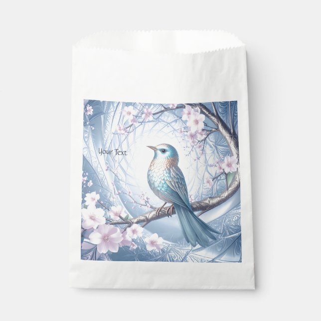 Blue Bird Floral Favor Bags Geschenktütchen (Vorderseite)