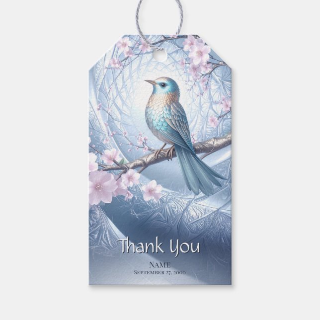 Blue Bird Floral Gift Tag Geschenkanhänger (Vorderseite)
