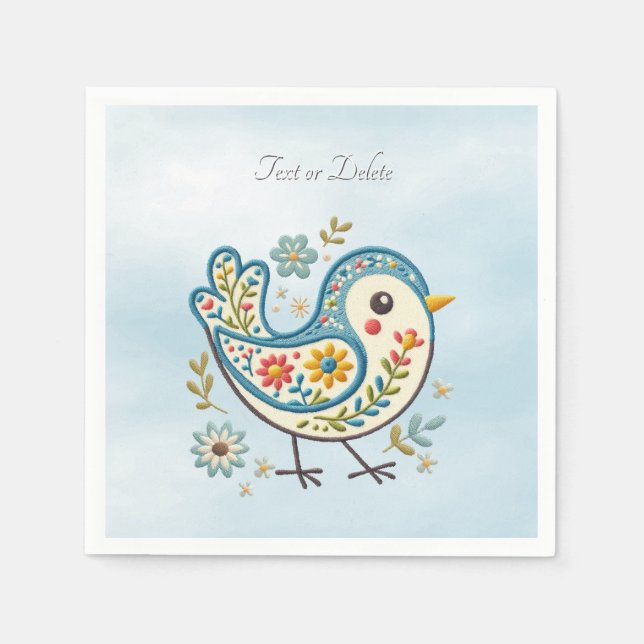 Blue Bird Floral Napkins Serviette (Vorderseite)