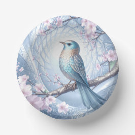 Blue Bird Floral Paper Bowl Pappteller