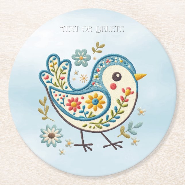 Blue Bird Floral Paper Untersetzer (Vorderseite)