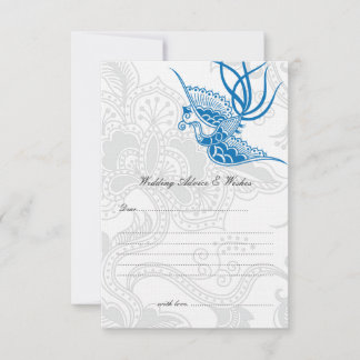 Blue Bird & Floral Wedding Advice Cards Hinweiskarte