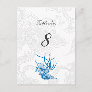 Blue Bird & Floral Wedding Tischnummer Cards