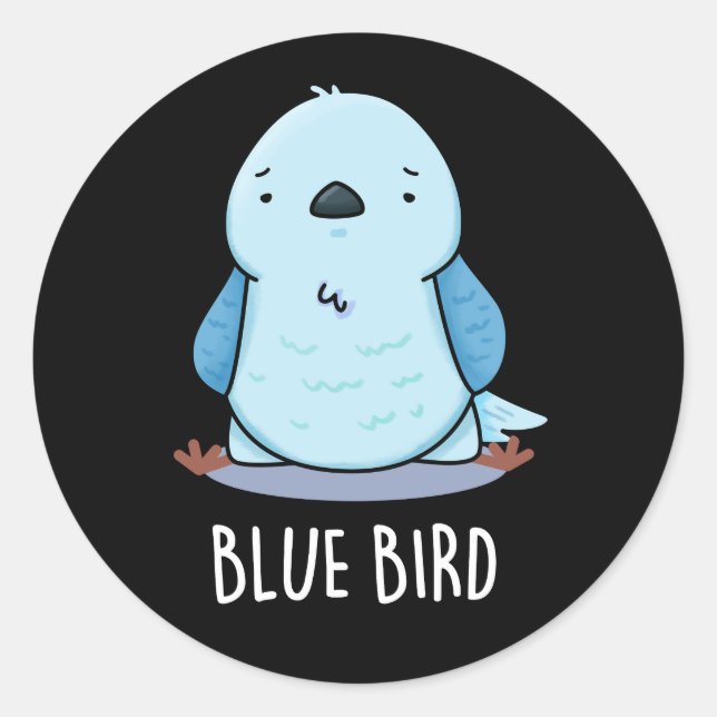 Blue Bird Funny Animal Pub Dark BG Runder Aufkleber (Vorderseite)