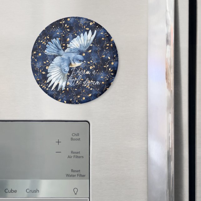 Blue Bird Gold Leaves Traum Magnet (In Situ (Kühlschrank))