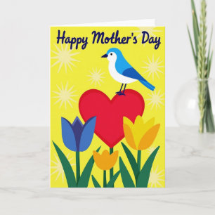 Blue Bird Muttertags-Blumenkunstkarte Karte