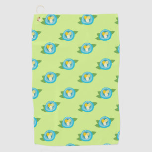 Blue Bird Nests Colorful Eggs Green Leaves Nature Golfhandtuch