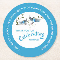 Blue Bird of Happiness Drink Saver Paper Untersetz