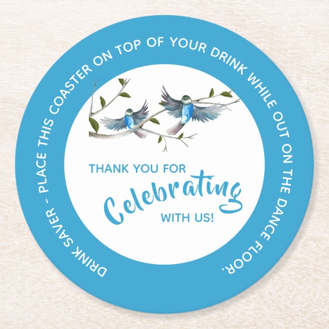Blue Bird of Happiness Drink Saver Paper Untersetz Runder Pappuntersetzer (Vorderseite)