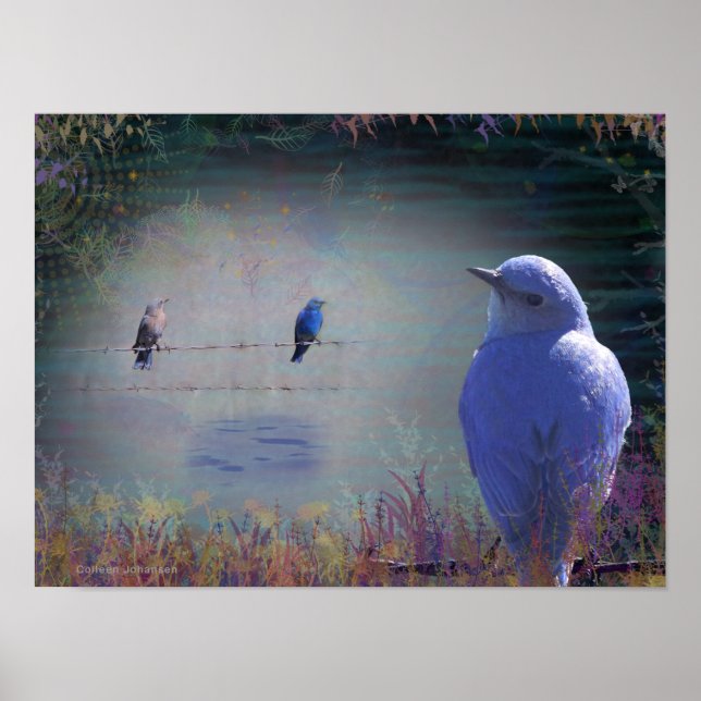 Blue Bird of Happiness - Ein originelles Kunstwerk Poster (Vorne)