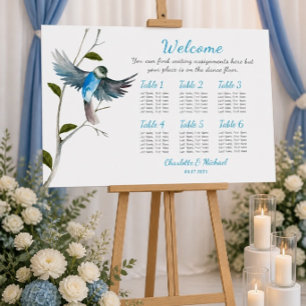 Blue Bird of Happiness Seating Chart 36"x24" Poster
