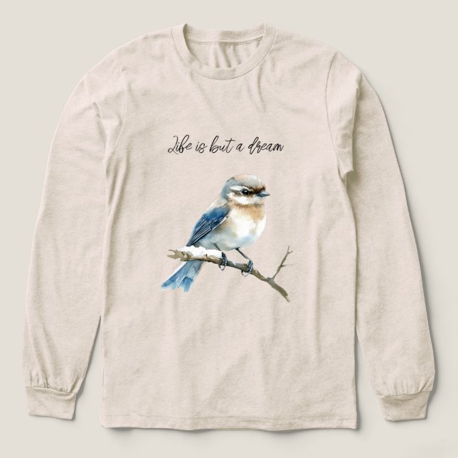 Blue Bird on a Tree Branch Tri-Blend Shirt (Design Vorderseite)