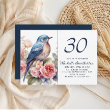 Blue Bird Pink Blume 30. Geburtstag